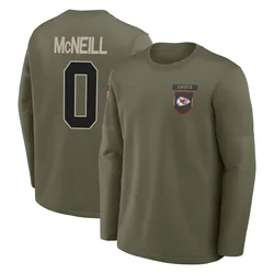 Amari McNeill Kansas City Chiefs Men's Olive 2025 Salute to Service Sideline Coaches Long Sleeve T-Shirt