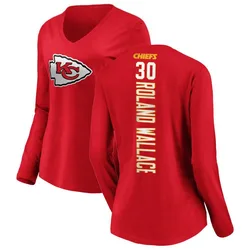 Chris Roland-Wallace Kansas City Chiefs Women's Red Backer Slim Fit Long Sleeve T-Shirt -