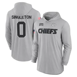 DeShon Singleton Kansas City Chiefs Men's Gray 2024 Salute to Service Lightweight Performance Long Sleeve Hooded T-Shirt
