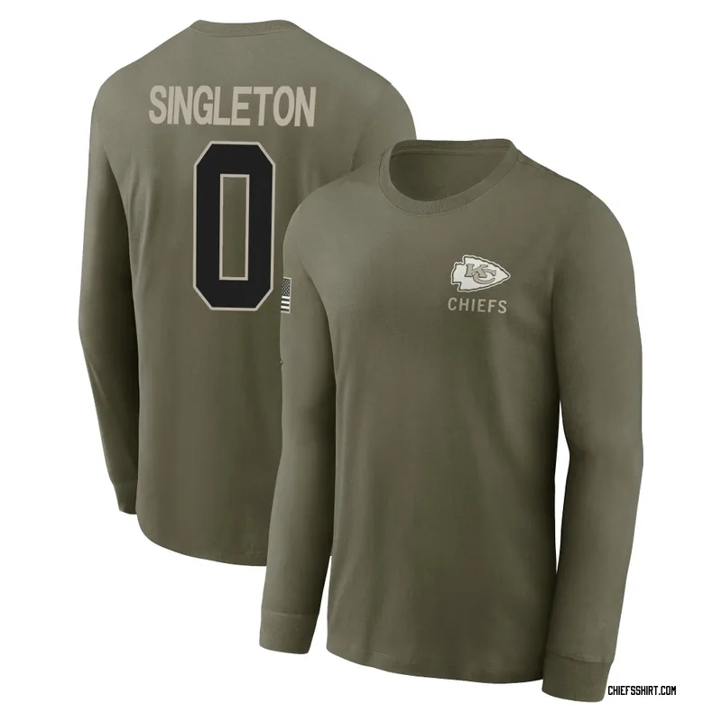 DeShon Singleton Kansas City Chiefs Men's Olive 2025 Salute to Service Sideline Long Sleeve T-Shirt