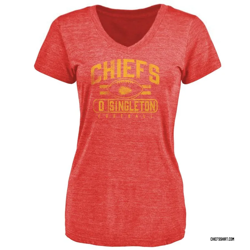 DeShon Singleton Kansas City Chiefs Women's Red by Flanker Tri-Blend T-Shirt -