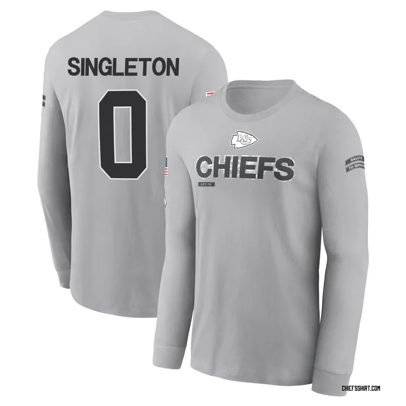 DeShon Singleton Kansas City Chiefs Youth Gray 2024 Salute to Service Long Sleeve T-Shirt