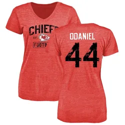 Dorian O'Daniel Kansas City Chiefs Women's Red Distressed Name & Number Tri-Blend V-Neck T-Shirt
