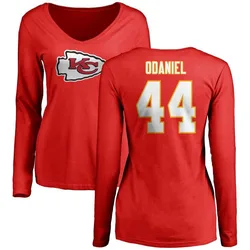 Dorian O'Daniel Kansas City Chiefs Women's Red Name & Number Logo Slim Fit Long Sleeve T-Shirt -