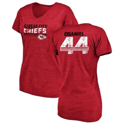 Dorian O'Daniel Kansas City Chiefs Women's Red by Retro Tri-Blend V-Neck T-Shirt -