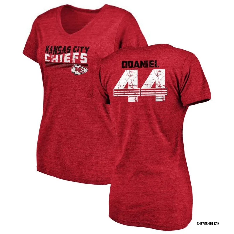 Dorian O'Daniel Kansas City Chiefs Women's Red by Retro Tri-Blend V-Neck T-Shirt -