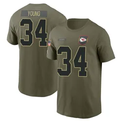 Elijah Young Kansas City Chiefs Youth Olive 2025 Salute to Service Name & Number T-Shirt