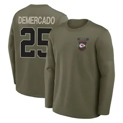 Emari Demercado Kansas City Chiefs Men's Olive 2025 Salute to Service Sideline Coaches Long Sleeve T-Shirt