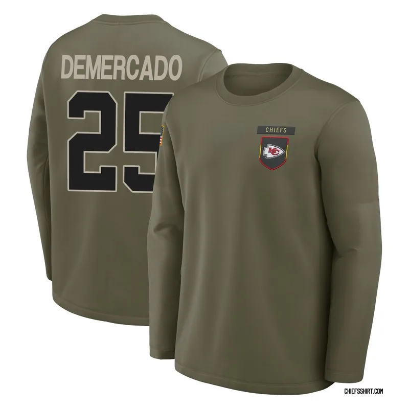 Emari Demercado Kansas City Chiefs Men's Olive 2025 Salute to Service Sideline Coaches Long Sleeve T-Shirt