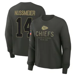 Garrett Nussmeier Kansas City Chiefs Women's Dark/Green 2025 Salute to Service Sideline Long Sleeve T-Shirt