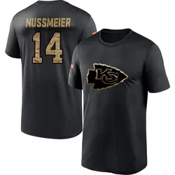 Garrett Nussmeier Kansas City Chiefs Youth Black 2020 Salute To Service Performance T-Shirt