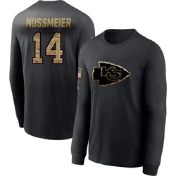 Garrett Nussmeier Kansas City Chiefs Youth Black 2020 Salute To Service Sideline Performance Long Sleeve T-Shirt