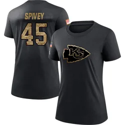 Geor'Quarius Spivey Kansas City Chiefs Women's Black 2020 Salute To Service Performance T-Shirt