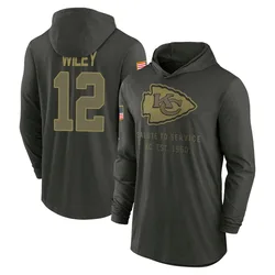 Jared Wiley Kansas City Chiefs Youth Forest/Green 2025 Salute to Service Sideline Lightweight Hooded Pullover Long Sleeve T-Shir