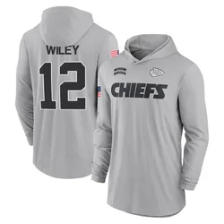 Jared Wiley Kansas City Chiefs Youth Gray 2024 Salute to Service Lightweight Performance Long Sleeve Hooded T-Shirt