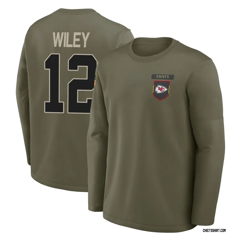 Jared Wiley Kansas City Chiefs Youth Olive 2025 Salute to Service Sideline Coaches Long Sleeve T-Shirt