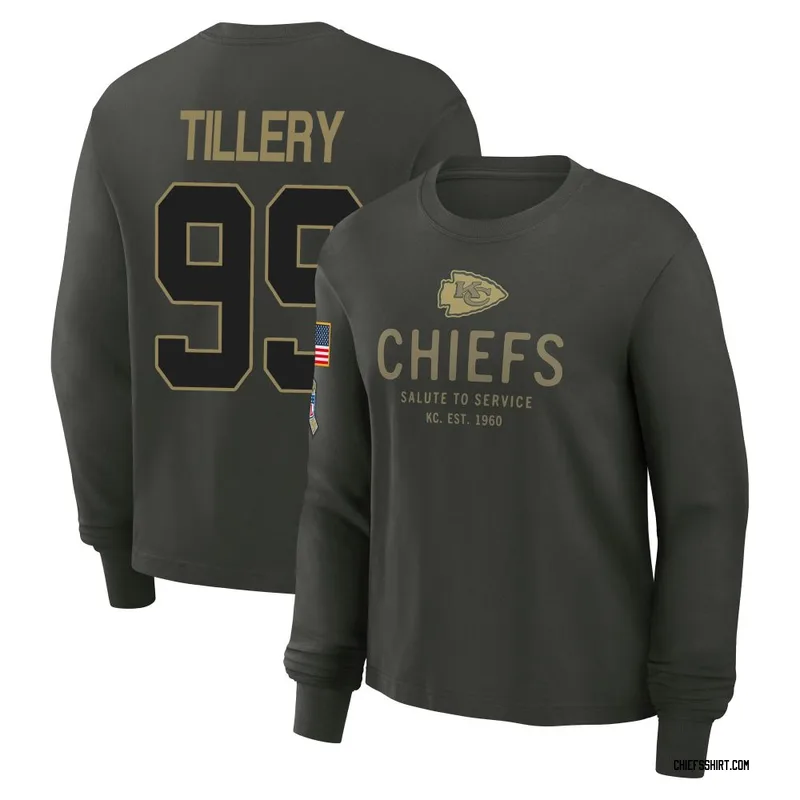 Jerry Tillery Kansas City Chiefs Women's Dark/Green 2025 Salute to Service Sideline Long Sleeve T-Shirt