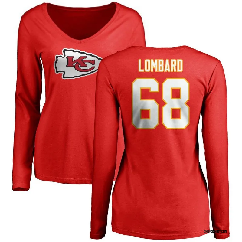 Joey Lombard Kansas City Chiefs Women's Red Name & Number Logo Slim Fit Long Sleeve T-Shirt -