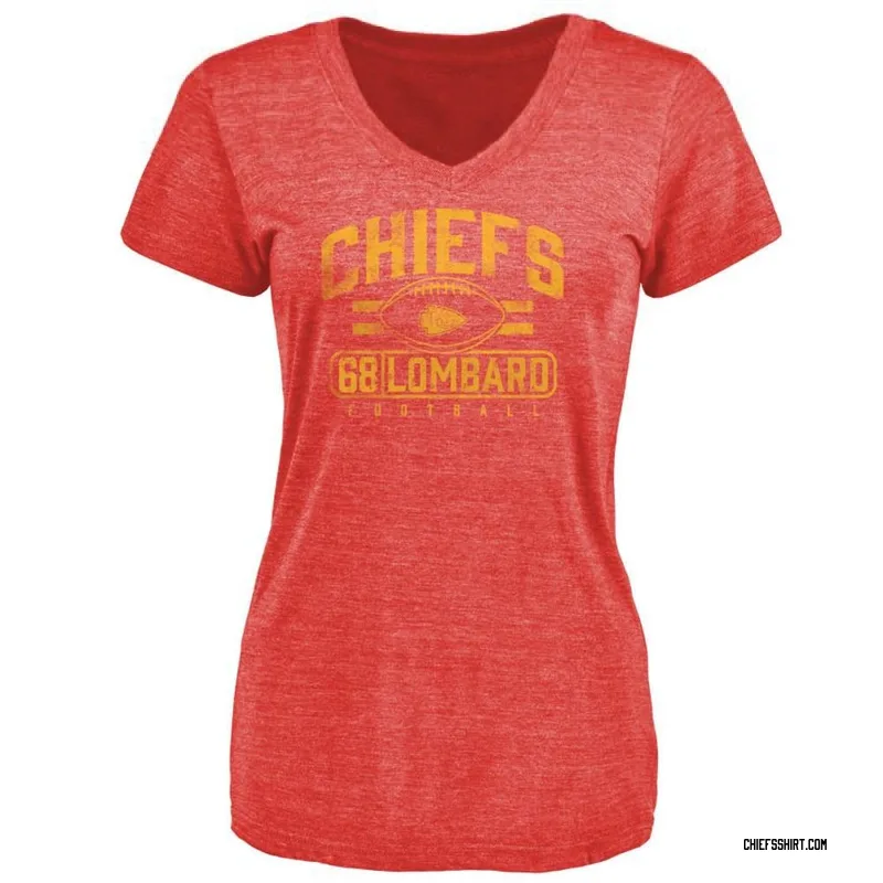 Joey Lombard Kansas City Chiefs Women's Red by Flanker Tri-Blend T-Shirt -
