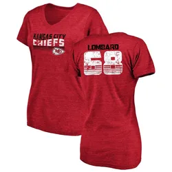 Joey Lombard Kansas City Chiefs Women's Red by Retro Tri-Blend V-Neck T-Shirt -