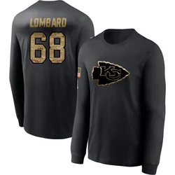 Joey Lombard Kansas City Chiefs Youth Black 2020 Salute To Service Sideline Performance Long Sleeve T-Shirt