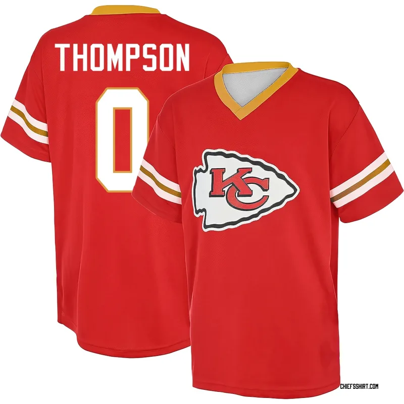 Josh Thompson Kansas City Chiefs Men's Red Name & Number Game Day V-Neck T-Shirt