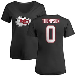 Josh Thompson Kansas City Chiefs Women's Black Name & Number Logo Slim Fit T-Shirt -