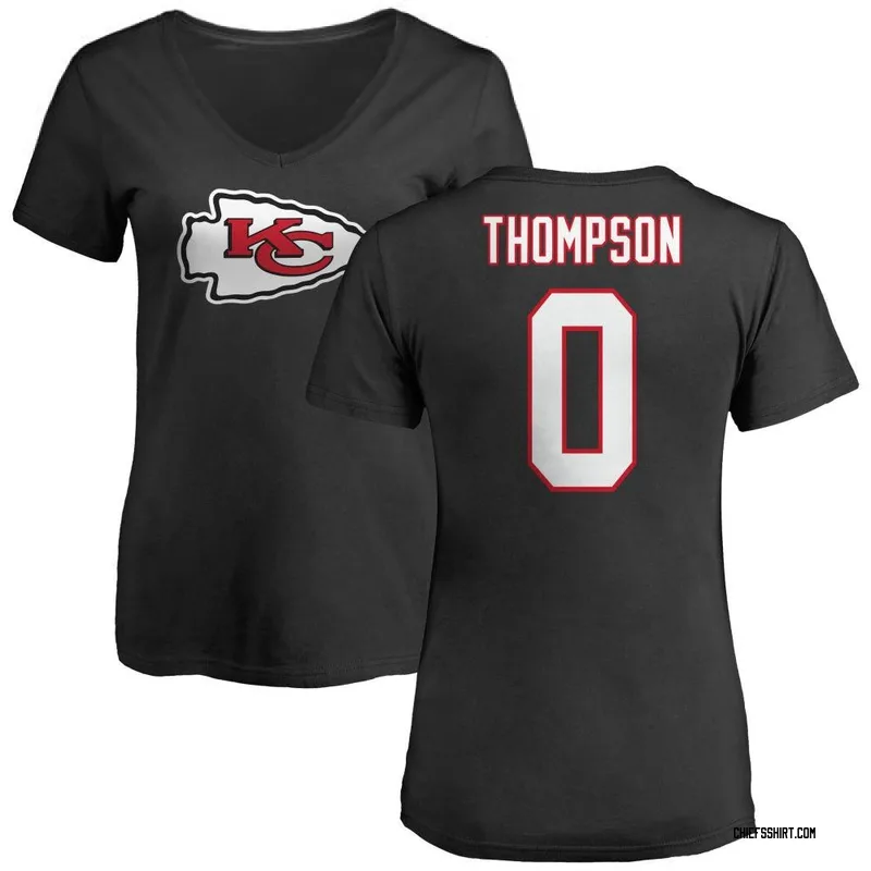 Josh Thompson Kansas City Chiefs Women's Black Name & Number Logo Slim Fit T-Shirt -