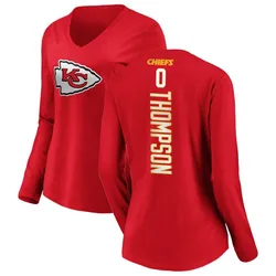 Josh Thompson Kansas City Chiefs Women's Red Backer Slim Fit Long Sleeve T-Shirt -
