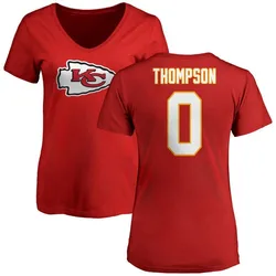 Josh Thompson Kansas City Chiefs Women's Red Name & Number Logo Slim Fit T-Shirt -