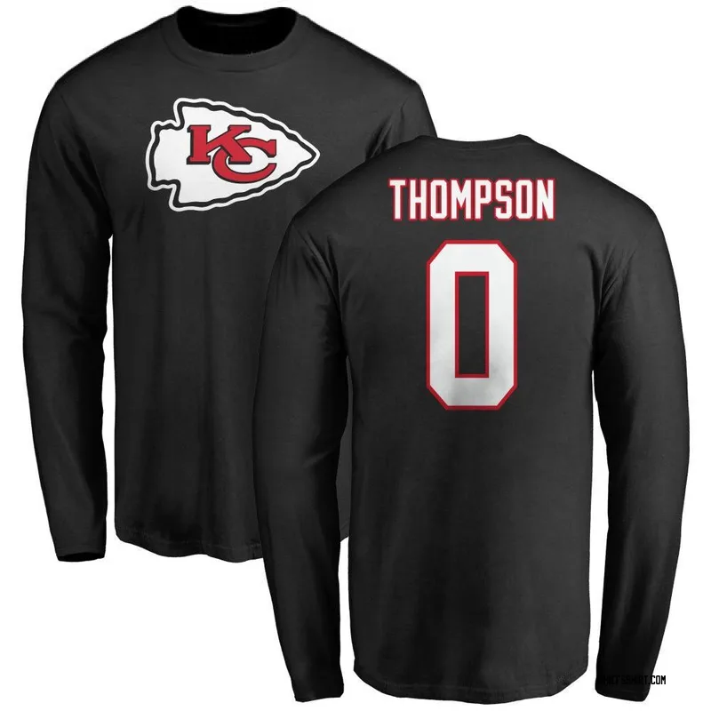 Josh Thompson Kansas City Chiefs Youth Black Name & Number Logo Long Sleeve T-Shirt -