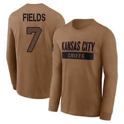 Justin Fields Kansas City Chiefs Men's Brown 2023 Salute To Service Long Sleeve T-Shirt