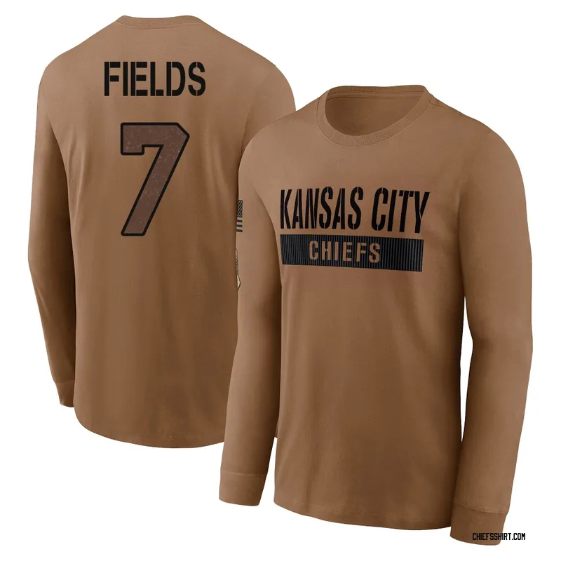 Justin Fields Kansas City Chiefs Men's Brown 2023 Salute To Service Long Sleeve T-Shirt