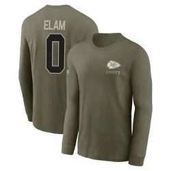 Kaiir Elam Kansas City Chiefs Youth Olive 2025 Salute to Service Sideline Long Sleeve T-Shirt