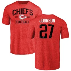 Larry Johnson Kansas City Chiefs Men's Red Distressed Name & Number Tri-Blend T-Shirt