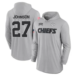 Larry Johnson Kansas City Chiefs Youth Gray 2024 Salute to Service Lightweight Performance Long Sleeve Hooded T-Shirt