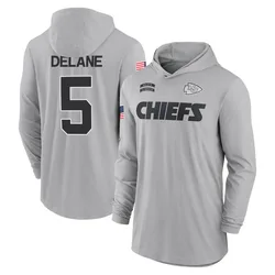 Mansoor Delane Kansas City Chiefs Youth Gray 2024 Salute to Service Lightweight Performance Long Sleeve Hooded T-Shirt