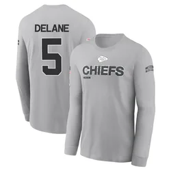 Mansoor Delane Kansas City Chiefs Youth Gray 2024 Salute to Service Long Sleeve T-Shirt