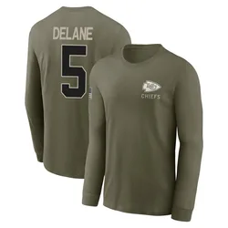 Mansoor Delane Kansas City Chiefs Youth Olive 2025 Salute to Service Sideline Long Sleeve T-Shirt