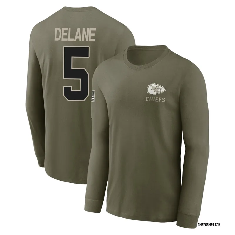 Mansoor Delane Kansas City Chiefs Youth Olive 2025 Salute to Service Sideline Long Sleeve T-Shirt