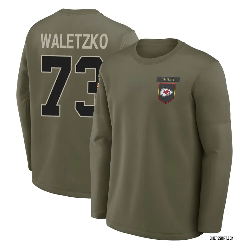Matt Waletzko Kansas City Chiefs Youth Olive 2025 Salute to Service Sideline Coaches Long Sleeve T-Shirt