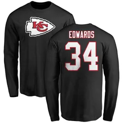 Mike Edwards Kansas City Chiefs Men's Black Name & Number Logo Long Sleeve T-Shirt -