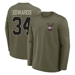 Mike Edwards Kansas City Chiefs Men's Olive 2025 Salute to Service Sideline Coaches Long Sleeve T-Shirt