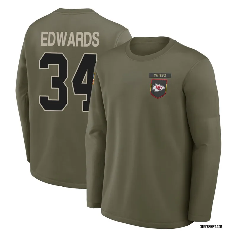 Mike Edwards Kansas City Chiefs Men's Olive 2025 Salute to Service Sideline Coaches Long Sleeve T-Shirt
