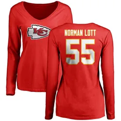 Omarr Norman-Lott Kansas City Chiefs Women's Red Name & Number Logo Slim Fit Long Sleeve T-Shirt -