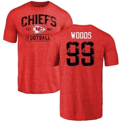 Peter Woods Kansas City Chiefs Men's Red Distressed Name & Number Tri-Blend T-Shirt