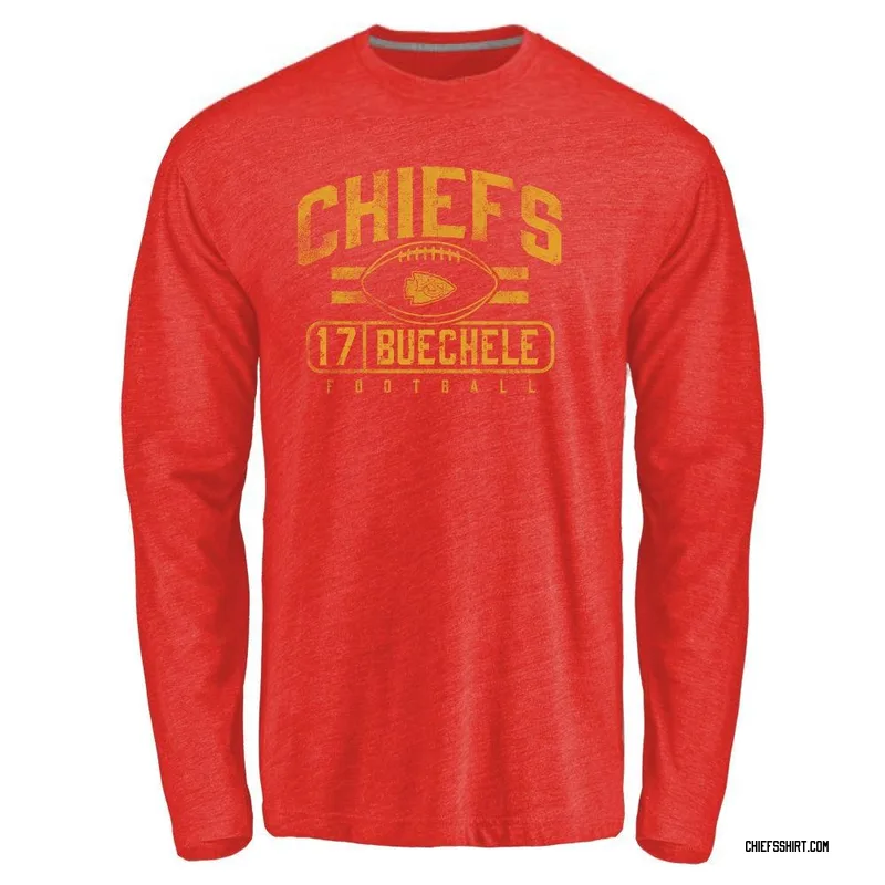 Shane Buechele Kansas City Chiefs Men's Red by Flanker Tri-Blend Long Sleeve T-Shirt -
