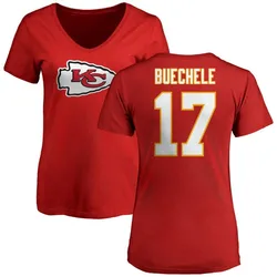 Shane Buechele Kansas City Chiefs Women's Red Name & Number Logo Slim Fit T-Shirt -