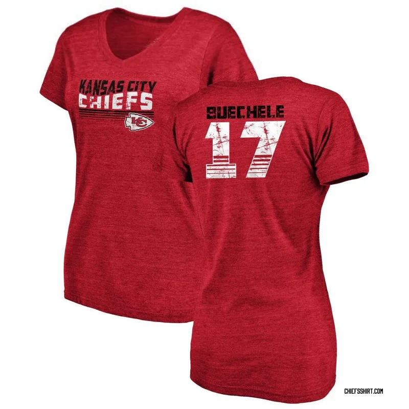 Shane Buechele Kansas City Chiefs Women's Red by Retro Tri-Blend V-Neck T-Shirt -