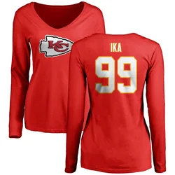 Siaki Ika Kansas City Chiefs Women's Red Name & Number Logo Slim Fit Long Sleeve T-Shirt -